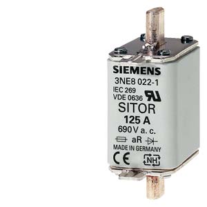 Siemens 3NE1022-0: Плавкая вставка 125A, 690V, DIN 43620, категория GS, типоразмер 00