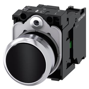 Кнопка Siemens 3SU1150-0AB10-1BA0: металлическая кнопка 22 мм, 1NO контакт, винтовые клеммы