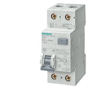 Siemens 5SU1356-0KK16: Дифференциальный автоматический выключатель 16A, 30мА, 6кА, AC, B, 1+N-полюс, 230/400В
